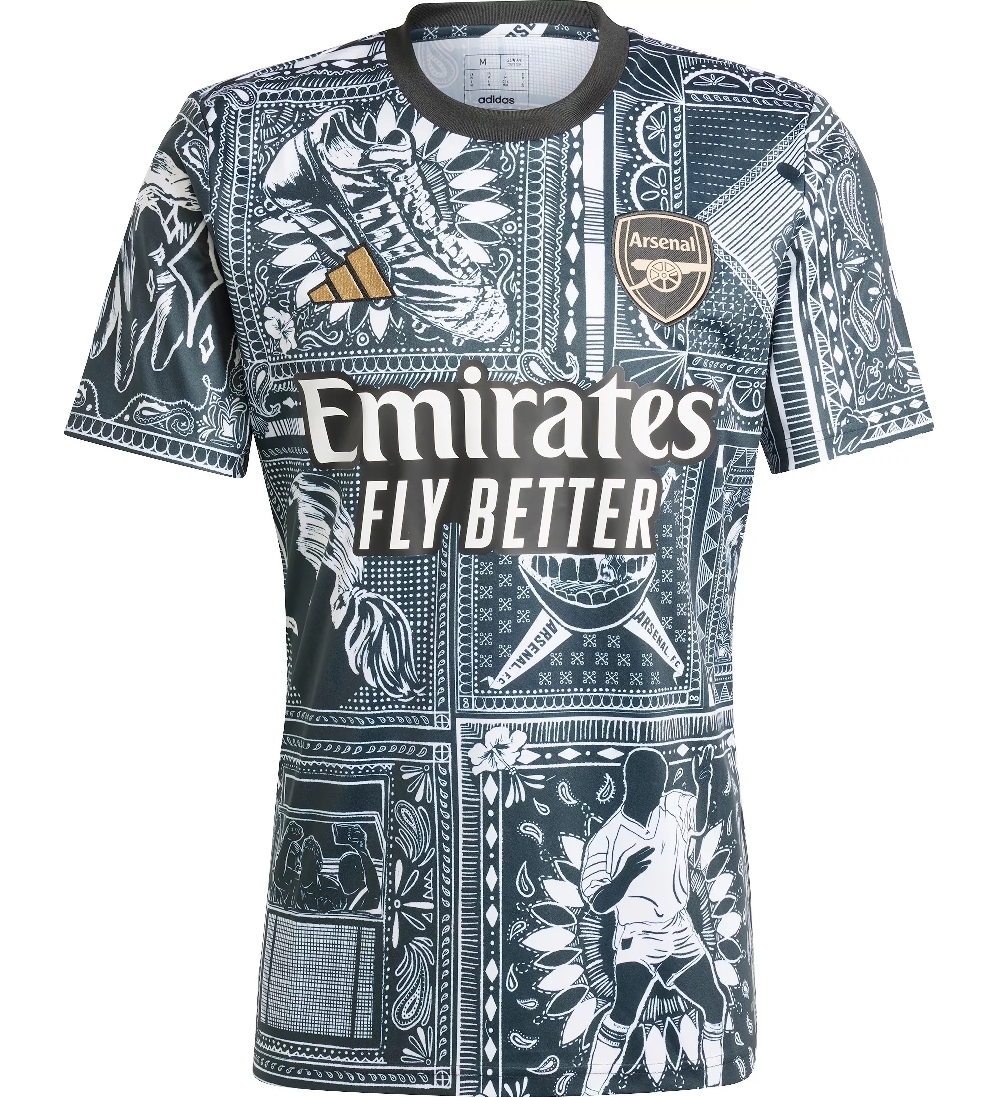 IQ2464_Black_FRT.jpg 23/24 Arsenal Black Edition Pre-Match Jersey - Image 1