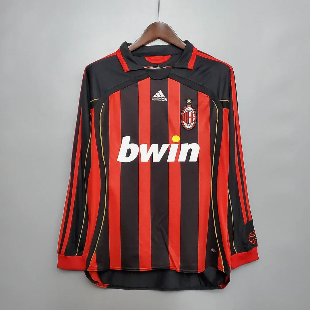 0c3b0c005c20fc7649d36ea29c15cf8e.jpg 2006/2007 Retro AC Milan Home Jersey Long Sleeve - Image 1