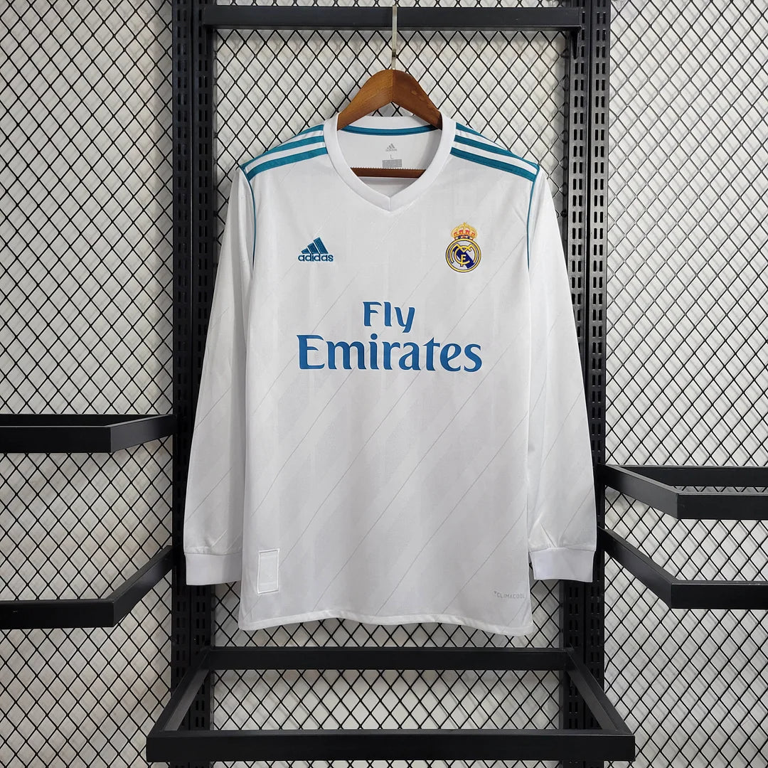 13caff08b1033cc46a98506fbeca91e2.jpg 2017-2018 Retro Real Madrid Home Kit Long Sleeve - Image 1