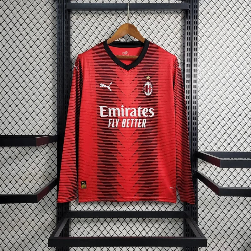 1d58299c1bd5895078ccf2e26c4a13af.jpg 2023/2024 AC Milan Home Jersey Long Sleeve - Image 1