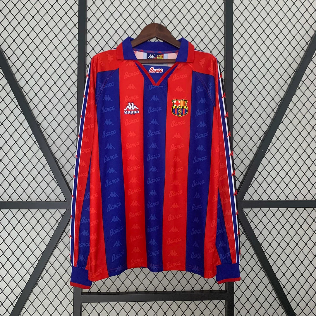 35c7595e84ce5b7fc3325056a9728339.jpg 1995-1997 Retro Barcelona Home Jersey Long Sleeve - Image 1