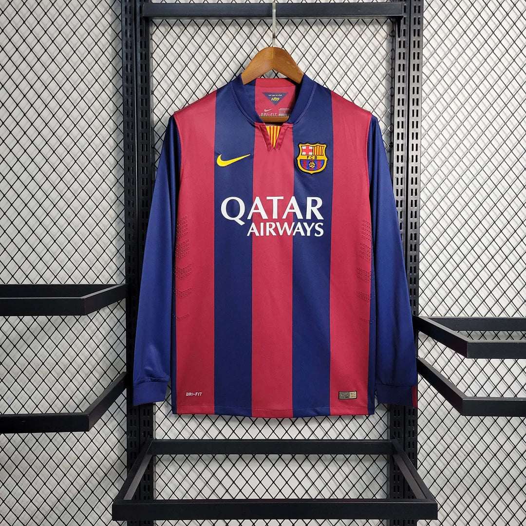 4f04a272eb741e44e37df7bdde000ecf.jpg 2014-2015 Retro Barcelona Home Jersey Long sleeve - Image 1