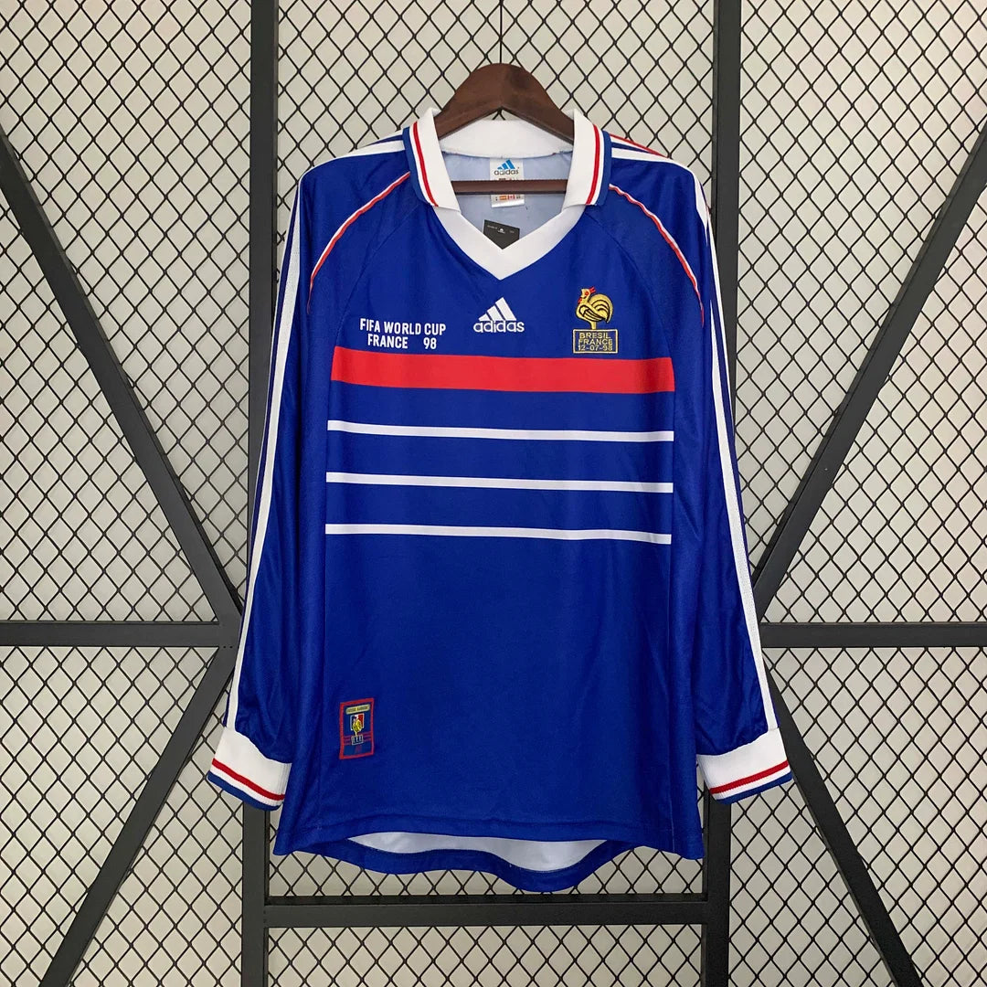 647c86920f34ad1049b5e90cde453bb2.jpg 1998 Retro France Home Jersey Long Sleeve - Image 1