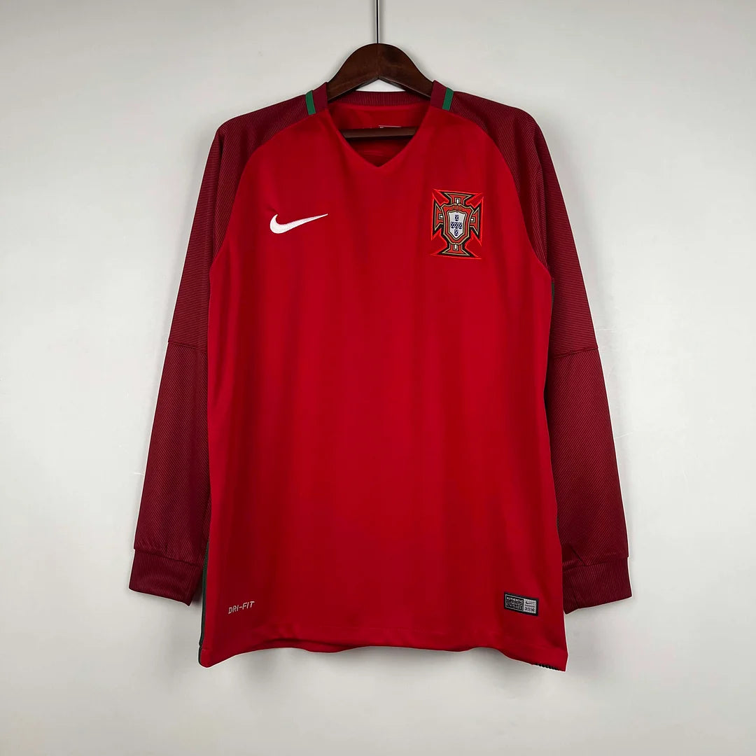 84e9a0f07cceb3c4e767fe9caec5000b.jpg 2016 Retro Portugal Home Jersey Long Sleeve - Image 1