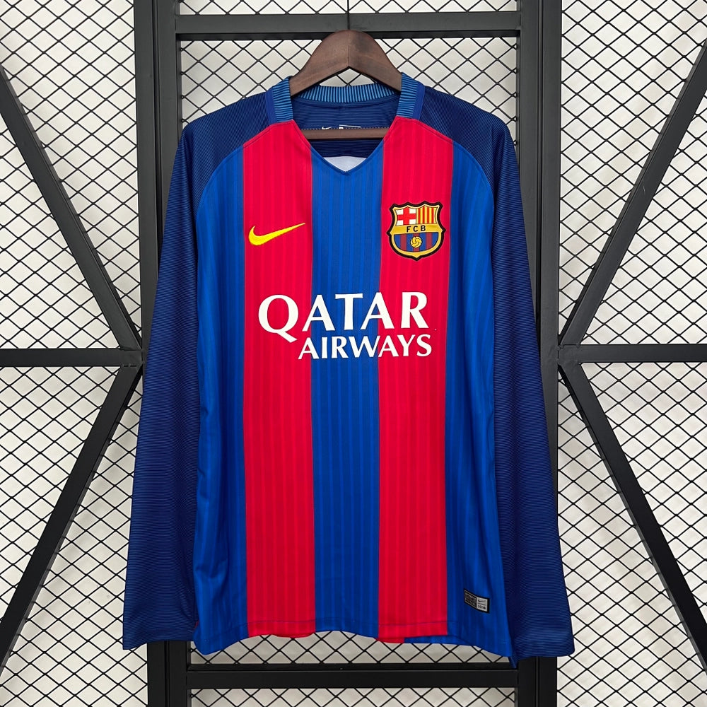 B1.jpg 2016/2017 Retro Barcelona Home Jersey Long Sleeve - Image 1
