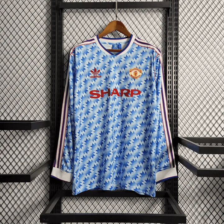 f45de6a7e2d9579e39e1cf2c0d7f9be9.jpg 1990/1992 Retro Manchester United Away Long Sleeve - Image 1