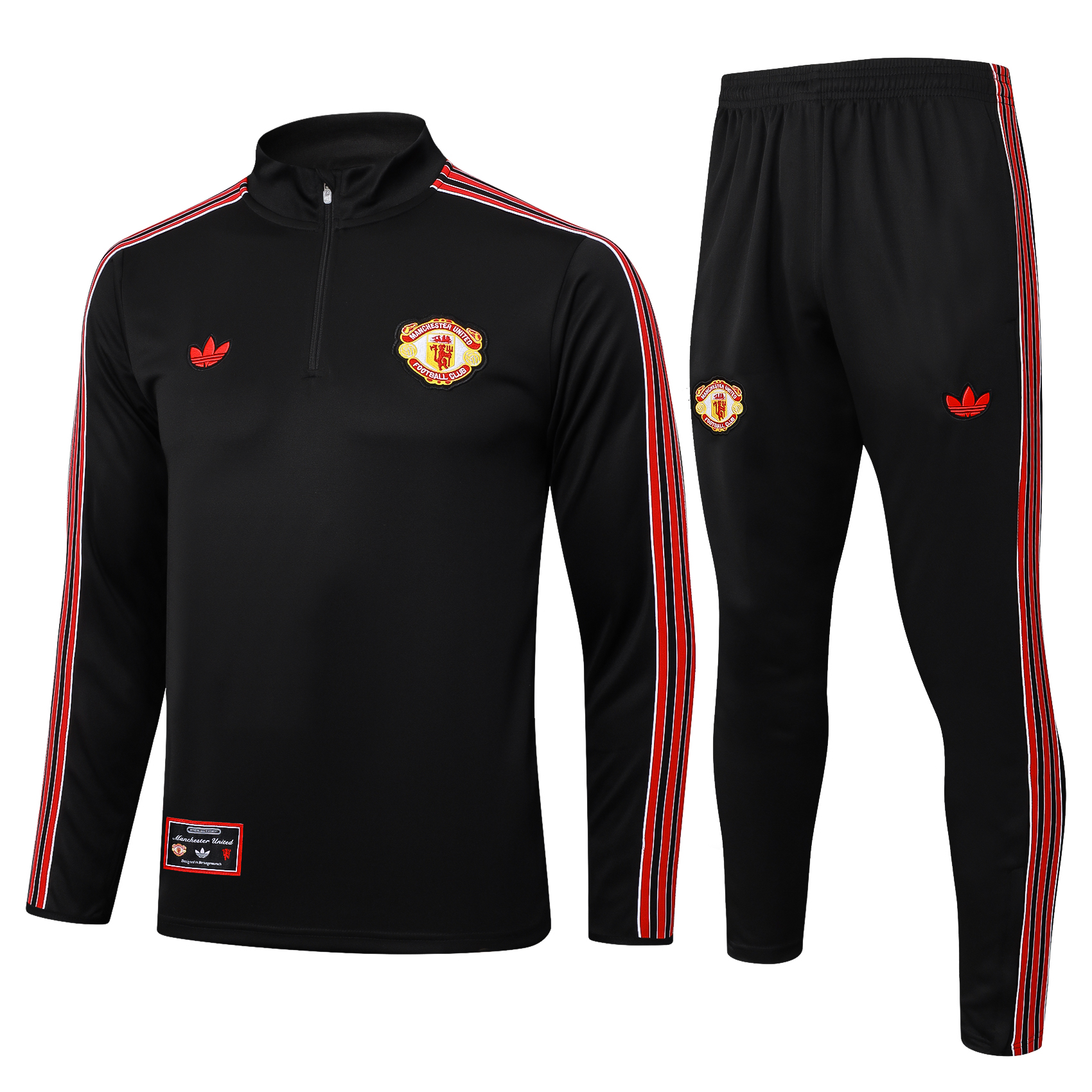 半拉曼联黑色复古版大小.jpg Retro Manchester United Training Suit 2025/2026 - Image 1