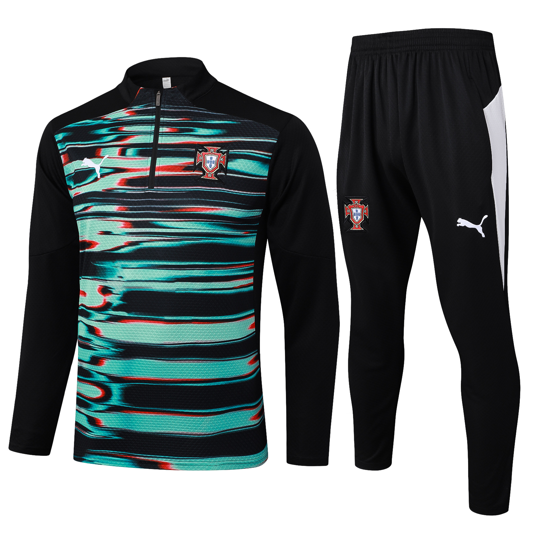 半拉葡萄牙黑绿喷墨.jpg Portugal Training Suit 2025/2026 Player Version - Image 1