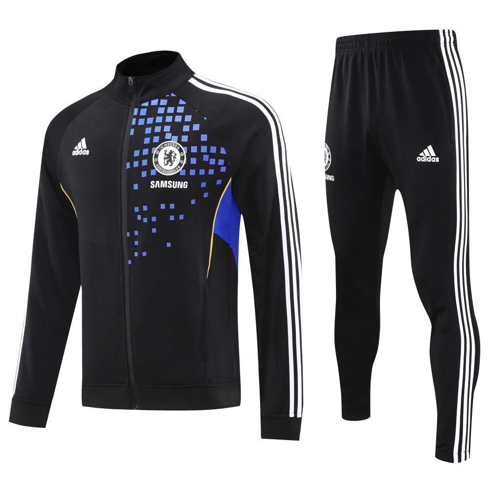 01b9b251a59e7d06a27b4f36269d95e9-1-1111-14.webp Chelsea Retro Training Kit (jacket+Pants) Black 2025-26 - Image 1