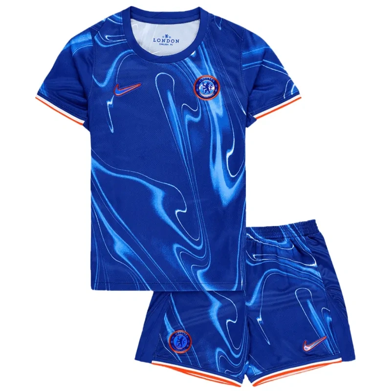 74e6073b7e.webp 2024-25 Kids Chelsea Home Kits Jersey+Shorts - Image 1